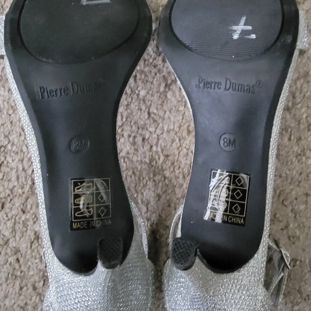 Glamorous Pierre Dumas Silver Ankle Strap Shimmer Pumps - Picture 6 of 6